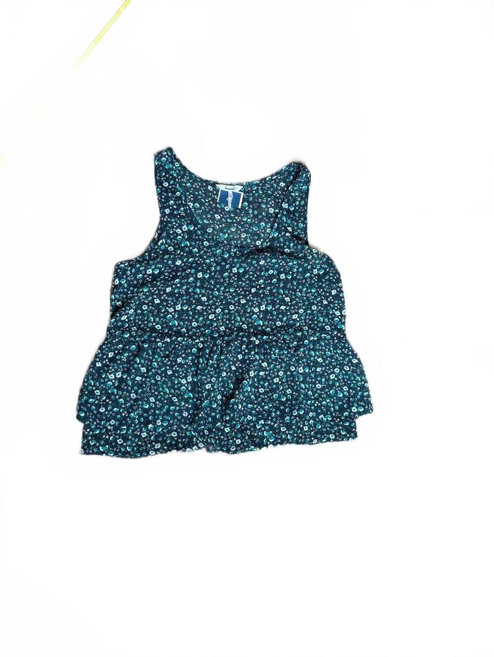 Kira Floral Peplum Tank Top Blouse NWT Women's Size M Blue Green